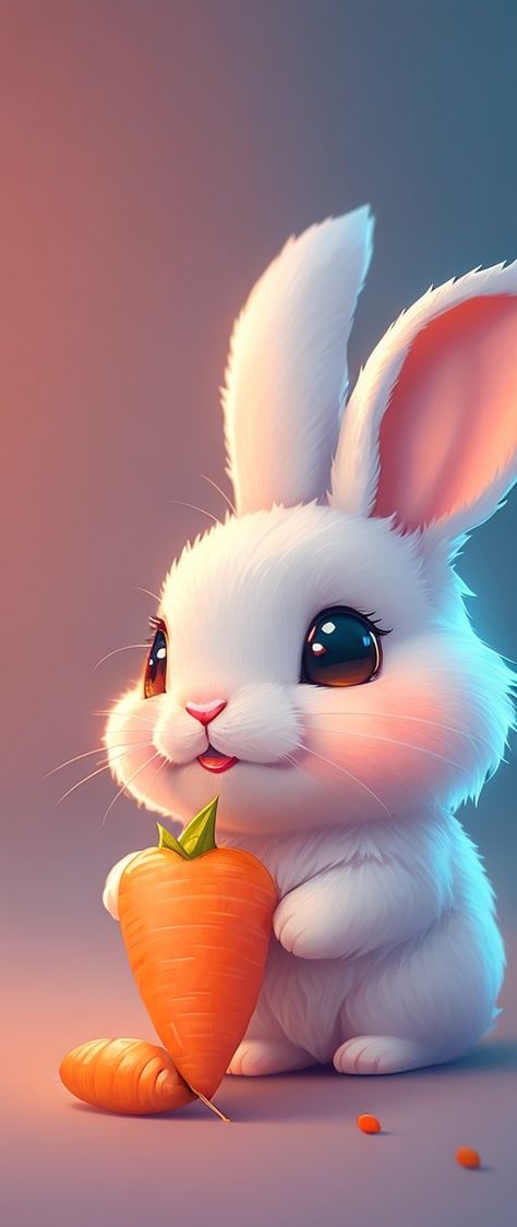 Rabbit Dp, Rabbit Eating Carrot, Chibi Rabbit, Dp Pictures, Eating Carrots, Iphone Wallpaper Hd, Rabbit Eating, Cute Chibi, White Rabbit