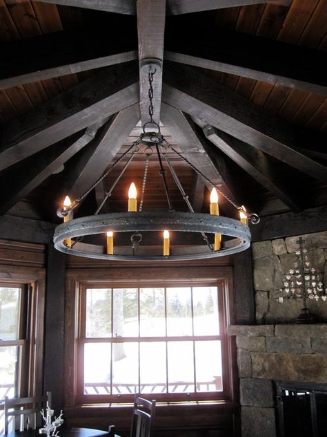 This belongs in a rustic castle. Made by Chicken Coop Forge. Lighting, Rustic and round. Log Lights, Iron Chandelier Rustic, Family Room Light, Rustic Castle, Iron Light Fixtures, Wrought Iron Light Fixtures, Chandelier Entryway, San Tan Valley Arizona, Rustic Chandeliers