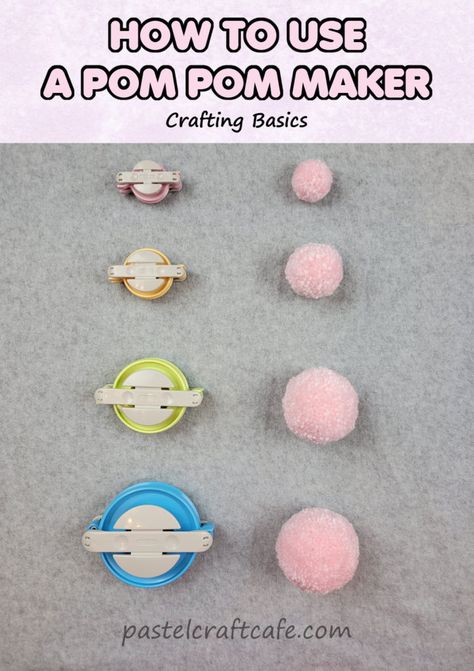 Pompom Maker Tutorials, How To Use Clover Pom Pom Maker, Clover Pom Pom Maker Tutorial, Pom Pom Dolls How To Make, Making Yarn Pom Poms, How To Make A Puff Ball Out Of Yarn, How To Make A Pompon With Yarn, Pom Pom Makers How To Use, Make A Pom Pom