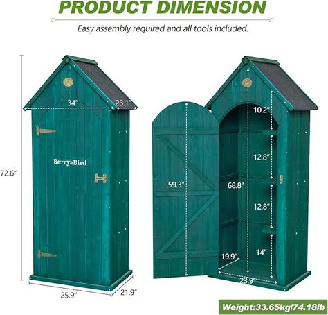 Amazon.com : Berry&Bird Small Outdoor Storage Shed, Woodn Garden Storage Caninet Waterproof Vertical Sheds with Floor, Lock & Shelves, Mini Outside Tool Tinyhouse for Patio Backyard Lawn(Green,25.9”x 21.9”x 72.6”) : Patio, Lawn & Garden Small Outdoor Storage, Green Lawn, Outdoor Storage Sheds, Storage Shed, Garden Storage, Outdoor Storage, Backyard Patio, Lawn, Shed