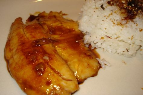 Teriyaki Tilapia (My Mock Unagi). Photo by C. Taylor Unagi Recipe, Teriyaki Tilapia, Sheepshead Recipe, Sheepshead Fish Recipe, Unagi Sushi, Whole30 Fish Recipes, Tilapia Recipes, Food Shop, Fish And Seafood