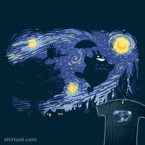 A Night for Spirits #‎MyNeighborTotoro‬ ‪#‎StarryNight‬ The Starry Night, Starry Night, Van, T Shirt