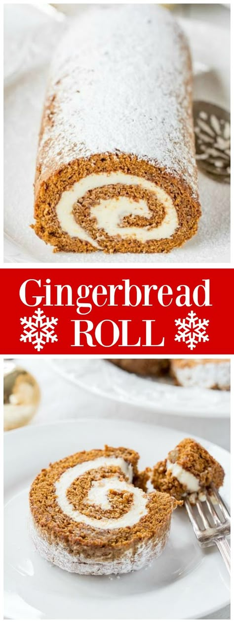 Gingerbread Roll, Elegant Holiday Desserts, Gingerbread Dessert Recipes, Gingerbread Dessert, Easy Gingerbread, Cake Roll Recipes, Holiday Dessert Recipes, Recipe Girl, Gingerbread Recipe