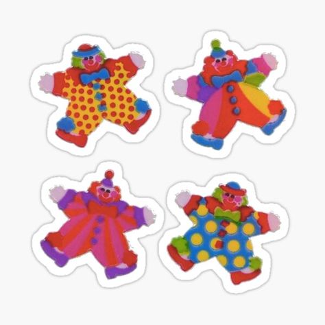 Kidcore Stickers, Clown School, Indie Core, Clown Core, Clown Art, Cute Clown, Hippie Painting, Pastel Grunge, Stickers Redbubble