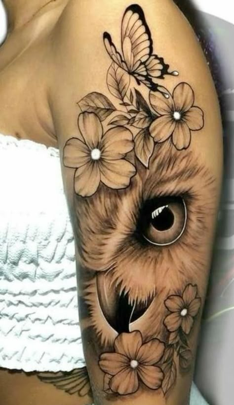 Quad Tattoo, Nature Feminine, Owl Tattoo Drawings, Delicate Tattoos For Women, Butterfly With Flowers Tattoo, Cute Owl Tattoo, Arm Sleeve Tattoos For Women, Women Nature, Feminine Tattoo Sleeves