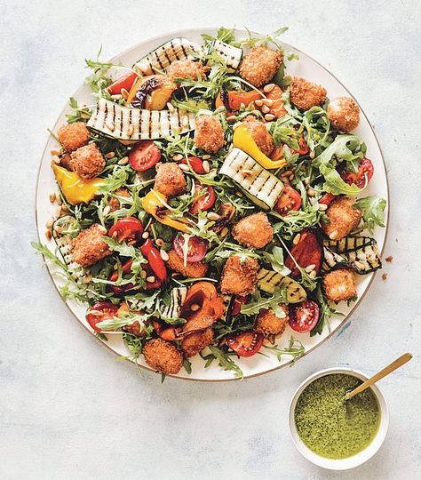 Join the meat-free mob! Halloumi crouton super salad Butternut Orzo, Mob Kitchen, Crouton Salad, Super Salad, Great British Food, Pepper Salad, Halloumi Salad, Summer Salad Recipes, British Food