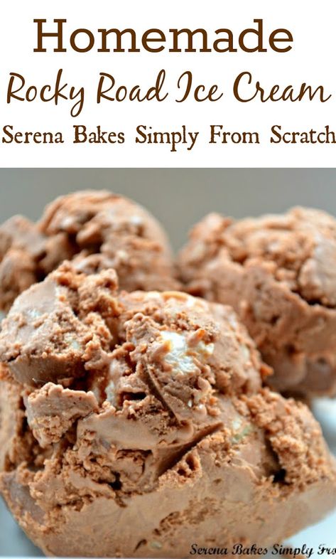 Homemade Rocky Road Ice Cream, Homemade Rocky Road, Homemade Ice Cream Recipes Machine, Rocky Road Ice Cream, Ice Cream Recipes Machine, Ice Crea, Ice Cream Maker Recipes, Easy Ice Cream, Homemade Ice Cream Recipes