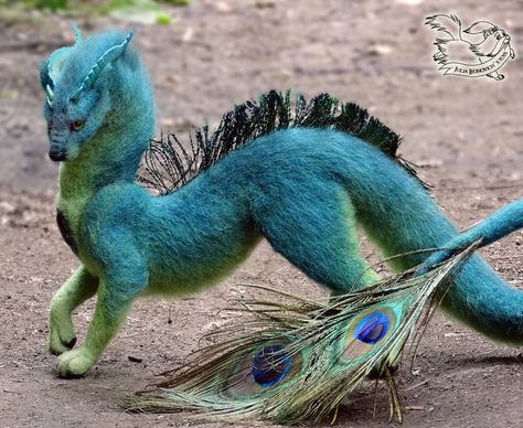 Needle felted fantasy dragon by YuliaLeonovich Needle Felted Fox, Felt Dragon, Mystical Animals, Needle Felted Cat, Fantasy Art Dolls, Cute Fantasy Creatures, Felting Ideas, Felt Cat, Fantasy Creatures Art