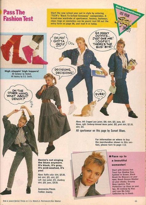 Acid wash 1987 Fashion, Eighties Fashion, School Giveaways, 80’s Fashion, New Retro Wave, Teen Magazine, 80s And 90s Fashion, 80s Aesthetic, 80s Outfit