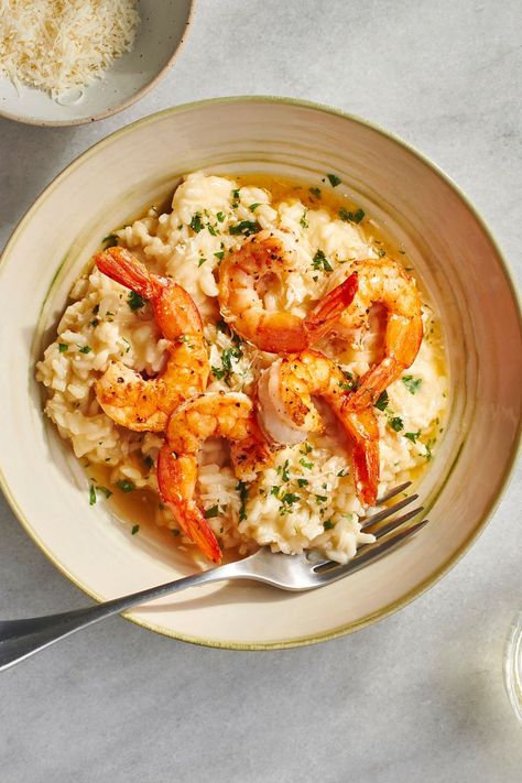 Shrimp And Crab Risotto, Sea Food Risotto Recipes, Shrimp With Risotto, Shrimp Parmesan Risotto, Best Shrimp Risotto Recipes, Creamy Shrimp Risotto, Large Prawn Recipes, Shrimp Risotto Recipes, Shrimp Scampi Risotto