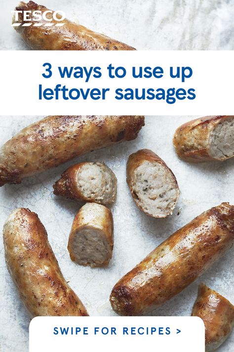 Bought too many sausages for your barbecue? Don't let them go to waste – read our guide to leftover sausages for top tips and the best recipes to make the most of your shop. | Tesco Leftover Sausages Recipes, Leftover Italian Sausage Recipes, Leftover Sausage Recipes, Leftover Sausage, Sausage Meals, Gratin Recipes, Main Dinner Dishes, Easy Sausage Recipes, Gourmet Sausage