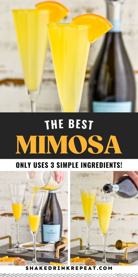 No brunch is complete without a Mimosa, and this recipe takes the refreshing citrus flavor to the next level. This classic brunch cocktail comes together with just three ingredients and tastes like sunshine. How To Make Mimosa, Easy Mimosa Recipe Simple, Easy Mimosa Recipe, Mimosa Recipe Champagne, Mimosa Recipe Easy, How To Make Mimosas, Mimosas Recipe, Best Mimosa Recipe, Mimosa Recipes