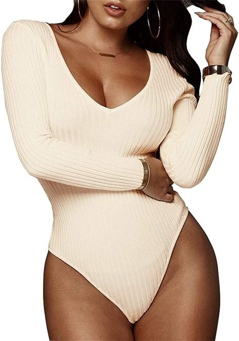 Basic Bodysuit, Stretch Jumpsuit, Leotard Bodysuit, Bodysuit Tops, Red Bodycon, Striped Bodysuit, V Neck Bodysuit, Knit Bodysuit, White Bodysuit