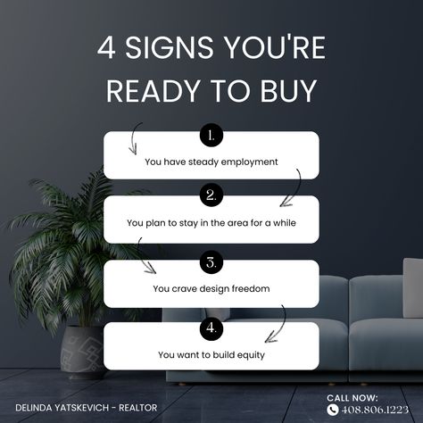 If this sounds like you, you might just be ready to buy a home. I'm here to help, whether you're looking for a starter home, a forever home or an investment property. Send me a message to get started! Contact me today for any real estate questions Delinda Yatskevich Compass dyatskevich77@gmail.com P: (408) 806-1223 DRE # 01883090 #realestate #realestateagent #listreports #buying #selling #realestateexpert #compass #DelindaYatskevich Real Estate Design Social Media, Real Estate Agent Ads, Real Estate Social Media Posts Design, Real Estate Posts For Instagram, Real Estate Creative Post, Real Estate Post Ideas, Real Estate Content, Real Estate Creative Ads, Real Estate Post