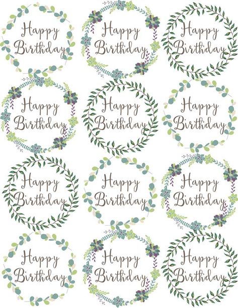 Woodland Flowers Cupcake Toppers are easy cake decorations for birthday parties. Free printables cupcake ideas for girls parties or a woodland party theme. Birthday Cupcake Toppers Printable Free, Birthday Labels Printables Free, Birthday Topper Printable Free, Printable Cupcake Toppers Birthday, Happy Birthday Cupcake Topper, Deco Cupcake, Birthday Cupcakes Decoration, Cupcake Toppers Template, Cupcake Toppers Free