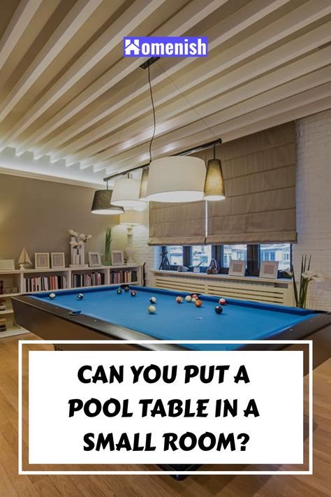 Depending on how big your room is, if you want to get a full-size pool table, your room should be at least 15 feet by 13 feet to prevent striking behind when someone uses the pool cue. Pool Table Living Room Ideas, Small Pool Table Room, Pool Table In Living Room Ideas, Small Pool Table Room Ideas, 3 In 1 Pool Table, Pool Table Room Ideas, Small Pool Table, Pool Table Sizes, Pool Room Ideas