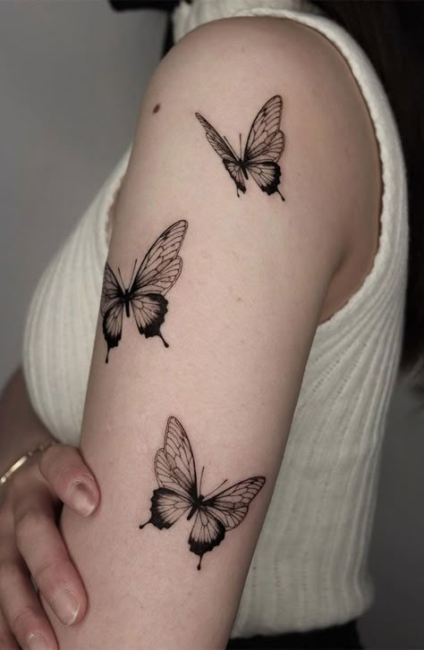 Butterfly Arms Tattoos, Butterfly Shoulder Tattoo, Butterfly Tattoo Arm, Simple Butterfly Tattoo, Butterflies Tattoo, Butterfly Tattoos On Arm, Girl Shoulder Tattoos, Unique Butterfly Tattoos, Butterfly Tattoo Meaning