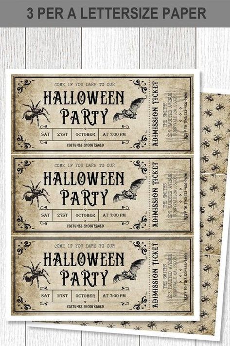 Halloween Tickets, Halloween Party Tickets, Vintage Halloween Invitations, Halloween Invitaciones, Printable Halloween Invitations, Invitations Halloween, Halloween Invitation Template, Halloween Dance, Halloween Flyer