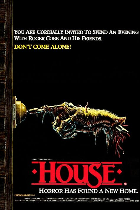 House movie poster Kay Lenz, George Wendt, Watch House, Fiction Movies, A Nightmare On Elm Street, Horror Posters, Horror Movie Art, Classic Horror Movies, Horror Movie Posters