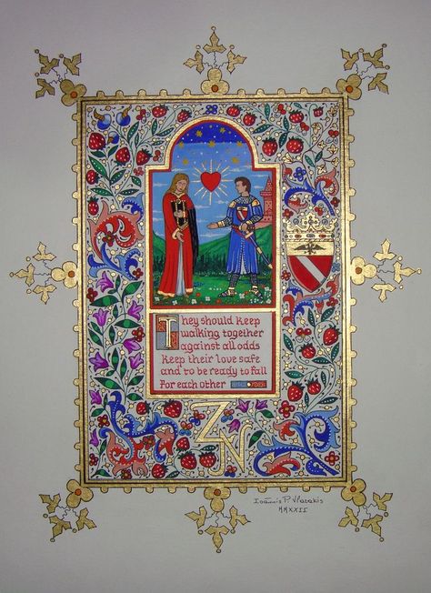 Modern Illuminated Manuscript, Medieval Manuscript Illumination, Medieval Manuscript Art, Medieval Manuscript Border, Medieval Book Illustration, Medieval Manuscript Illustration, Illuminated Manuscript Borders, Medieval Graphic Design, Illuminated Manuscript Art