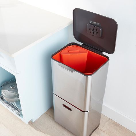 Joseph Joseph 9.5 gal./6.5 gal. Totem Trash & Recycling Bin | The Container Store Garbage Sorting, Garbage Recycling, Kitchen Trash, Compost Bags, Kitchen Trash Cans, Kitchen Waste, Garbage Bin, The Container Store, Trash And Recycling Bin