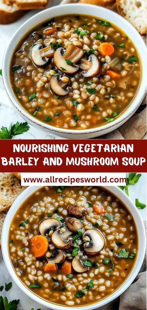 Looking for a comforting vegetarian meal that’s also nutritious? This nourishing barley and mushroom soup is your answer! Bursting with flavors from sautéed vegetables and herbs, this easy recipe is packed with vitamins and minerals. The combination of pearl barley and mushrooms creates a delightful texture that will leave everyone wanting more. Ideal for busy weeknights, whip up a big pot of this healthy soup and store leftovers for a quick meal later in the week! Pearl Barley, Vegetarian Meal, Sauteed Vegetables, Wanting More, All Vegetables, Sliced Mushrooms, Quick Meal, Mushroom Soup, Healthy Soup