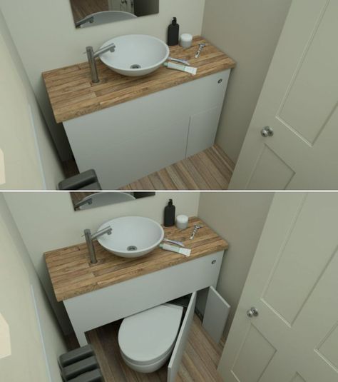 Caravan Toilet Shower Combo, Tiny Water Closet, Tiny House Shower Ideas, Tiny Toilet Room, Tiny Wc, Tiny House Toilet, Tiny Toilet, Tiny Home Bathrooms, Compact Toilet