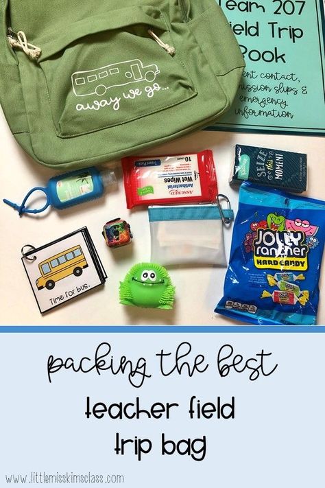 Tips and ideas for packing the BEST teacher field trip bag. Be prepped and prepared for all field trips ahead of time! Field Trip Organization Teachers, What To Pack For Field Trip, Field Trip Checklist Teachers, Field Trip Preparation, Field Trip Essentials For Teachers, School Field Trip Packing List, Field Trip Backpack, Teacher Field Trip Bag, Field Trip Necessities