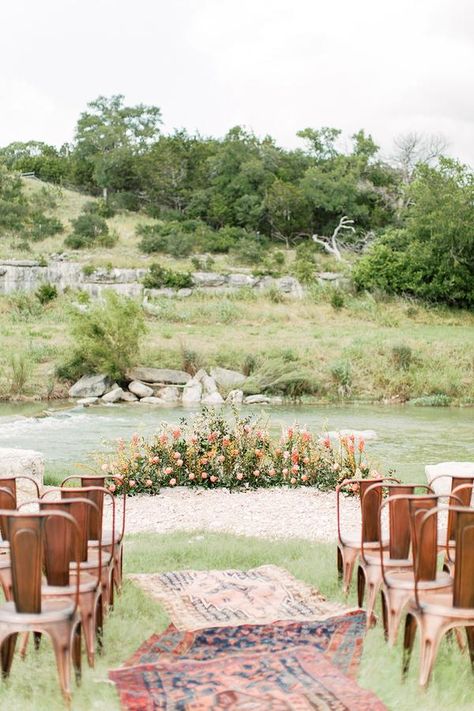 Want to Elope? You Need to See this Intimate 18-Person Wedding on a Romantic River. Riverside Weddings, Destination Wedding Welcome Bag, Fiesta Wedding, Wedding Altars, Intimate Wedding Ceremony, Wedding Welcome Bags, Ceremony Inspiration, Ceremony Backdrop, Austin Wedding