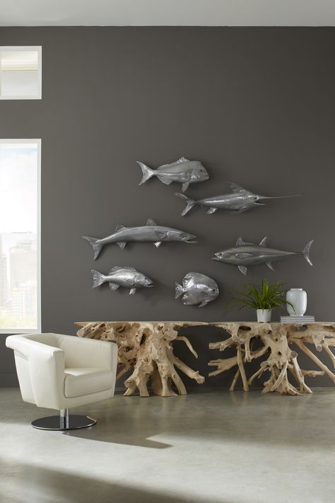 Grandpa House, Coral Trout, Snapper Fish, Giant Fish, Trout Fish, School Of Fish, Fish Wall Decor, Gray Wall, Fish Wall Art