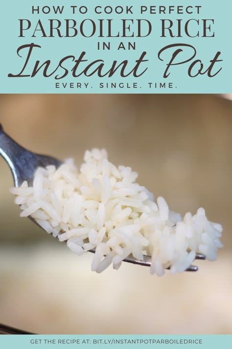 Parboiled rice is one of my favorite types of rice to cook in the Instant Pot. Parboiled rice is nutritionally similar to brown rice. Learn how to make parboiled rice in your Instant Pot (electric pressure cooker) perfectly every single time. Instant Rice In Instant Pot, Instant Pot Parboiled Rice, Parboiled Rice Instant Pot, Parboiled Rice Recipes, Ip Rice, Instapot Ideas, Recipes Instapot, Instant Pot Rice, Pressure Cooker Rice