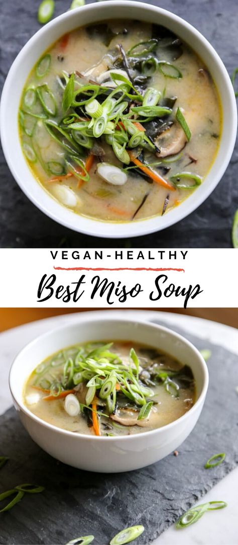 Chickpea Miso Soup, Miso Broth Soup, Best Miso Soup, Miso Soup With Mushrooms, Vegetable Miso Soup, Miso Soup Healthy, Miso Based Soup, Sea Vegetables Recipes, Shiitake Soup Recipe