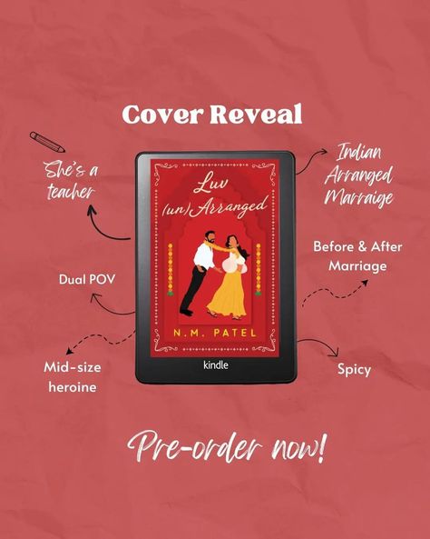 Exciting news! The cover of "Luv (un)arranged" is finally here, and it's gorgeous! Qotd: do you like reading Desi romance books? Tropes: 💍 Arranged Marriage Romance 👩‍🏫 Strong, teacher mid-size heroine 🇮🇳 Make some noise for the Desi Boy 💌 Courtship before marriage 🏠 Life with in-laws after marriage 🍦🚗 Long drives and ice-cream dates 💞 Both MCs are virgins 🕰️ Slow burn & pininggg 🌶️🌶️🌶️ Spicy, Spicy, Spicy! 👫 MY WIFE 🔜 These two are coming sometime With both MCs being virgins, expect a t... Desi Boy, Before And After Marriage, Romcom Books, Marriage Romance, Make Some Noise, Long Drives, Romance Book Covers, After Marriage, Before Marriage