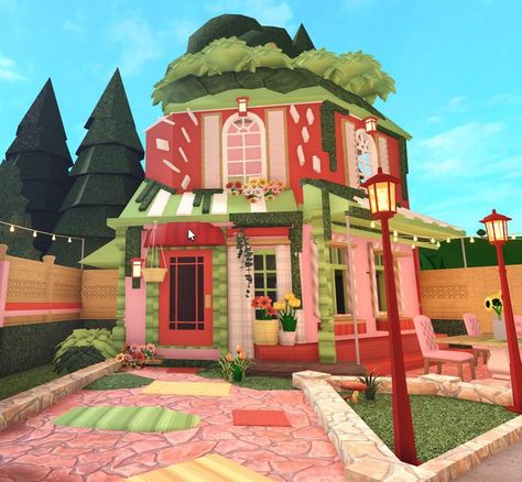 ⤹⋆｡ mia’s Instagram post: “🍓🌿The Berry Bitty Cafe - strawberry shortcake 🍰 I haven’t played bloxburg in soo long so I did this rq #bloxburghouse #bloxburg…” Bloxburg Cafe, Strawberry Shortcake House, Persona Ideas, Bloxburg Cottage, Blocksburg Room Ideas￼, Bloxburg Houses, Bloxburg Decals Codes Wallpaper, House Decals, House Decorating Ideas Apartments