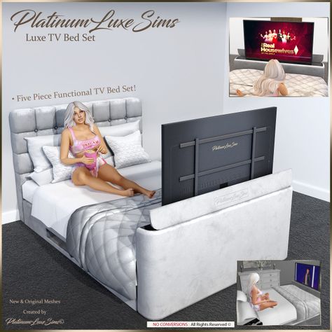 Sim4 Bedroom, Sims 4 Platinumluxesims, Sims 4 Cc Tv Functional, Designer Clothes Sims 4 Cc, Sims 4 Beds Cc Patreon, Sims 4 Bedroom Cc Beds, Sims 4 Cc Pillows, Beds Sims 4, Sims 4 Cc Bedroom Furniture