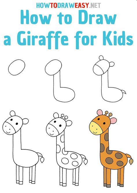 45 Cool and Easy Things to Draw During The Quarantine Beginner Drawing Animals, Animal Easy Sketches, Preschool Drawing Lessons, Step Step Drawing, Learn To Draw Animals, Giraffe Step By Step Drawing, How To Draw Girafe, How To Draw Wild Animals, Draw By Step