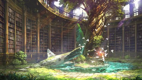 3840x2160 Wallpaper, Forest Drawing, Old Library, Library Aesthetic, Library Art, Background Drawing, Fantasy Places, Forest Wallpaper, Fantasy Art Landscapes