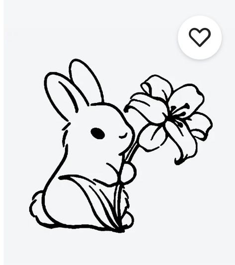 Bunny Heart Tattoo, Bunny With Flowers Tattoo, Lucky Rabbit Tattoo, Outline Drawings Aesthetic, Simple Bunny Tattoo, Minimalist Bunny Tattoo, Year Of The Rabbit Tattoo, Cute Bunny Tattoo, Tattoo Ideas Female Stencil