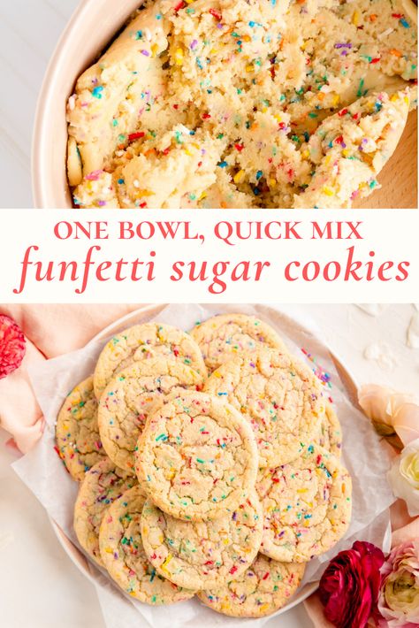 Best Funfetti Cupcakes, Easy Funfetti Cookies, Chewy Sprinkle Cookies, Confetti Sugar Cookies, Confetti Cookies Recipe, Funfetti Treats, Funfetti Sugar Cookies, Funfetti Cookie Recipe, Bake Sale Cookies