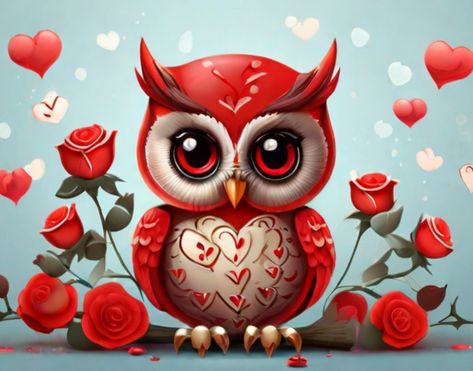 Spread the love with our adorable Valentine owl pin, featuring a charming scene of roses and hearts. This cute accessory captures the essence of romance and whimsy, making it the perfect addition to your Valentine's Day ensemble. Wear your heart on your lapel and let this lovable owl bring joy and affection wherever you go. 🦉💖🌹 #ValentineOwlPin #LoveNotes #HeartwarmingCharm" Birds Gif, Roses And Hearts, Owl Images, Owl Stickers, Whimsical Owl, Bird Gif, Valentine Stickers, Owl Pictures, Owl Design