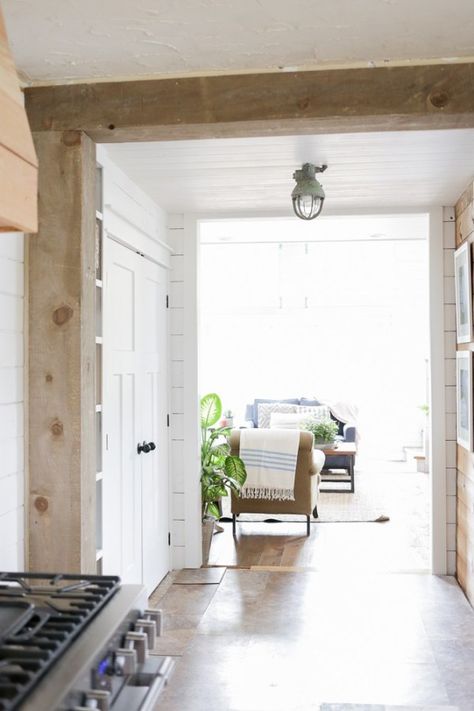 Wood Beam Doorway, Beam Doorway, Cased Opening, Hallway Mudroom, Wood Door Frame, Faux Wood Beams, Faux Beams, Wood Beam, Wood Beam Ceiling