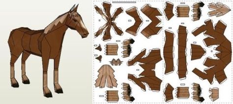 Pepakura:  Horse Model (and more) Paper Models House, Horse Template, Paper Template Free, Paper Doll Costume, Horse Model, Horse Bedding, 3d Paper Art, Paper Toys Template, Origami Paper Art