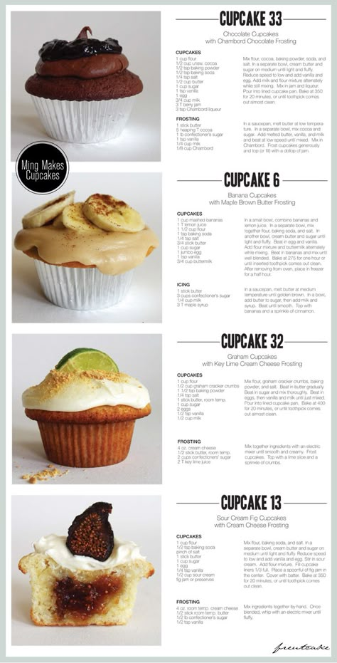 Fig Cupcakes, Types Of Cupcakes, Simple Cupcake Recipe, Banana Cupcake Recipe, Healthy Cupcake Recipes, Torte Cupcake, Gourmet Cupcakes, Cupcake Flavors, Fun Baking Recipes