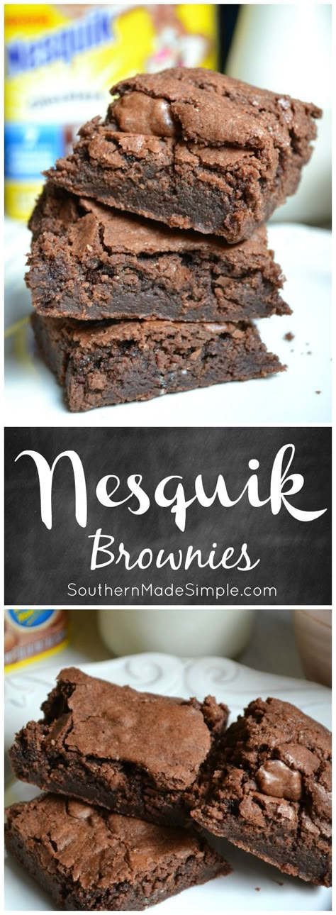 We all know that Nesquik make your milk taste amazing, but adding it to your brownie mix takes things to a whole nother level! Nesquik brownies are simple, delicious and even contain 7 essential vitamins and minerals! #StirImagination #ad /nesquikusa/ Nesquik Brownies, Desserts Brownies, Essential Vitamins And Minerals, Brownie Recipe, Brownie Mix, Essential Vitamins, How Sweet Eats, Chocolate Brownies, Cookies Brownies