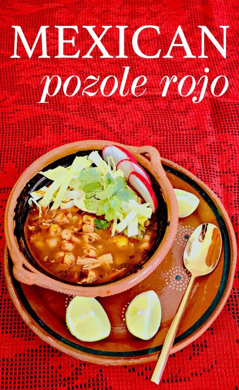 Easy Mexican Pozole Rojo recipe - http://LivingMiVidaLoca.com Posole Recipe Chicken, 40th Fiesta, Red Pozole, Pozole Rojo Recipe, Chicken Pozole Recipe, Mexican Pozole, Chicken Posole, Posole Recipe, Pozole Recipe