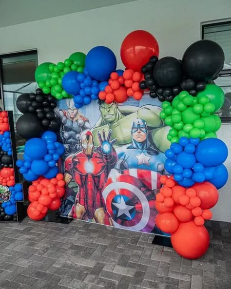 DIY Marvel Balloon Garland Arch Kit / Birthday, Iron Man, Black, Green, Red, Blue, Hulk, Captain America, Thor, Kids Party Modern Avengers Party, Avengers Birthday Backdrop, Spider Man Hulk Birthday, Avengers Balloon Arch, Marvel Balloon Arch, Marvel Balloon Garland, Marvel Centerpiece Ideas, Avengers Balloon Garland, Superhero Balloon Garland