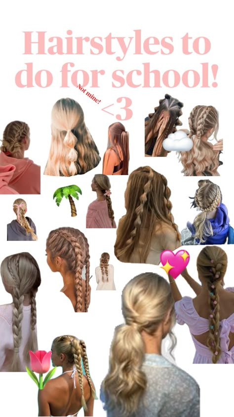 Cute Last Week Of School Hairstyles, Hair Styles For The Last Day Of School, Plat Ideas For Hair, Cute And Easy Hairstyles For Summer, Cute Hairstyles For Trips, Hairstyles For Church Camp, Hair Inspiration School, Hair Styles Cute For School, Year 7 Hairstyles