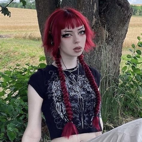 Punk Inspired Hairstyles, Punk Hair Reference, Short Hair With Long Braids Underneath, Partially Shaved Hairstyles, Short Hair Long Strands, Red Jellyfish Haircut, Emo Punk Hair, Unique Alt Hairstyles, Long Hair Punk Styles