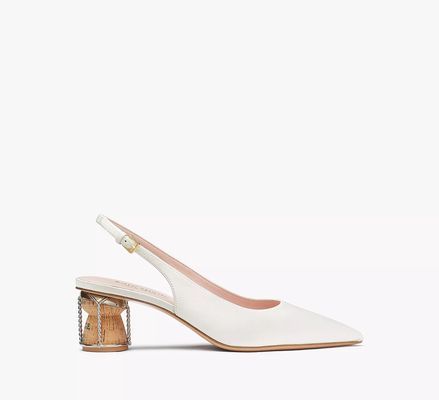 Kate Spade Soiree Slingback Pumps, Ivory Bridal - Best Deals You Need To See Kate Spade Heels, Ivory Pumps, Cork Heels, Ivory Bridal, Satin Pumps, Kate Spade Shoes, Women Men Shoes, Slingback Pump, Chalk