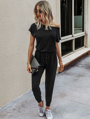 Long Pant Jumpsuit, Jumpsuit Casual, Stylish Jumpsuit, Amazon Clothes, Black Off Shoulder, Jumpsuit Outfit, Long Romper, Romper Outfit, Casual Jumpsuit